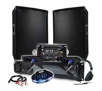 PACK DJ BM Bmsonic Amplificatore 1000W, Altoparlanti 8" 2x300W, Mixing, Bluetooth, Animazione LED, Piccola Sono, Compleanno, Bar, Sera, Festa