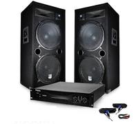 'Pack DJ PA PA Altoparlanti 2 X 15/38 cm 2000 W Bassreflex BM Sonic + amplificatore 1000 W MyDJ + cables