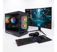 Pack DSGate PC Gamer DGT Black - Intel Core i3-13100F - GeForce RTX 3050 6 GB - 16 GB DDR4 - SSD 512 GB - Windows 11 + Schermo 24 + Combo G-LAB - Assemblato in Francia - Nouvo