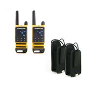Dynascan P19 Coppia di walkie PMR-446 con custodia. Portata fino a 10 km, a mani libere, robusti e facili da usare per una comunicazione senza limiti!