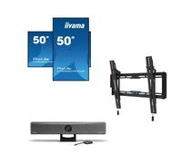 Pack iiyama ProLite LH5060UHS-B1AG + supporto + Barco ClickShare Bar CB Core con 1 pulsante Pack de pantalla 4k, soporte de pared y barra de vídeo,