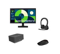 Pack Logitech B170 + Dock + Monitor + Cuffie Zone 305 Pack mouse, Dock e cuffia Bluetooth Logitech con monitor Samsung da 22": connettività, immagine