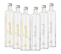 Pack Misto 6pz. - Bottiglia Classic 75cl. Personalizzata Trasparente Shurity Acqua Liscia/Acqua Gassata con Tappo Argento