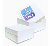PACK N TRADE - Scatola per torta bianca, 20 cm, confezione da 5 scatole quadrate in cartone con coperchio (20 x 20 x 12 cm), ideali per trasportare e trasportare torte in modo sicuro