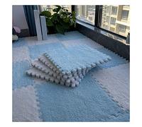 Pack Of 10 Interlocking Foam Carpet Tiles Multicolor 12x12 Inches(Light Blue+white)