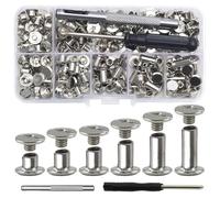 Pack of 110 Binding Screws Leather Rivets Crossed Head Button for Craft Project Handbag Screw