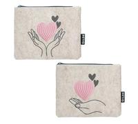 Pack of 12 Pouch, rectangular, Heart motif, Felt, beige, PU 12, 2 assorted, L. 20 cm, W. 3 cm, H. 15 cm