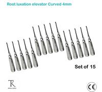 Pack Of 15 - Chirurgiche Strumenti Teeth Estrazione LUXATION Elevators Curva 4mm
