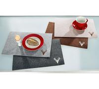 Pack of 16 Placemat, rectangular, Deer motif, Felt, light gray, PU 16, L. 30 cm, W. 45 cm