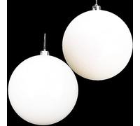 Pack of 2-200mm Baubles - Shiny & Glitter Design - Giant Christmas Baubles (Bianco)