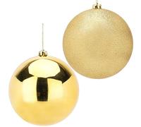 Pack of 2-200mm Baubles - Shiny & Glitter Design - Giant Christmas Baubles (Oro)