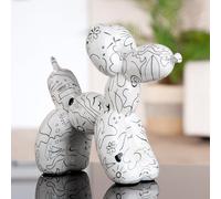 Pack of 2 Figure, Dog, Balloon dog, Single-line design, Synthetic resin, white, PU 2, L. 7 cm, W. 20 cm, H. 18 cm