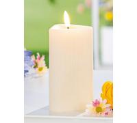 Pack of 4 Pillar candle (LED), Triangle, Wax, cream, PU 4, L. 7 cm, W. 7 cm, H. 13 cm