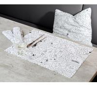 Pack of 8 Placemat, rectangular, Single-line design, Cotton, white, PU 8, L. 50 cm, W. 35 cm