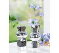 Pack of 8 Vase, Porcelain, silver colored, PU 8, 2 assorted, H. 13 cm, D. 7 cm