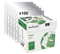 Pack Paquete de 2500 Folios Navigator Universal A4 80gr + 100 Fundas Multitaladro Plástico para Folios, Paquete de Folios Din A4 - Ofituria (2500 hojas + 100 fundas)