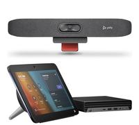 Pack Poly Studio G9 Plus + Studio R30 Barra video 4K con elaborazione IA, tablet touch e mini-PC HP per sale riunioni di piccole dimensioni: trasforma