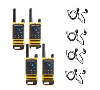 Pack quartetto Dynascan P19 + 4 auricolari ad archetto intercambiabili PMR-446 walkie quartet con custodia per il trasporto e portata fino a 10 Kim,
