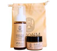 Pack routine anti-età viso naturale schiuma detergente tè verde e crema antietà riparatrice di Centella asiatica, acido ialuronico, alghe riparatrici e chia. Vegano