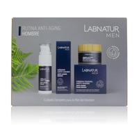 Pack routine anti-invecchiamento uomo Labnatur Men. Acido ialuronico e collagene marino. Riduce le rughe. Pelle solida e idratata. Cosmetici per il viso naturali e vegani.