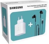 Pack Samsung Starter: Caricatore USB-C 25W Ultra Veloce + Auricolari In-Ear AKG USB-C Nero - Nouvo