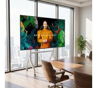 Pack schermo 4K Samsung QMC 85'' + supporto da pavimento Neomounts Soluzione mobile per la visualizzazione dinamica professionale 24 ore su 24, 7