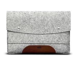 Pack & Smooch per iPad Pro 10.5" / iPad 10.2" | Custodia Sleeve Case per iPad | 100% feltro di lana e pelle conciata al vegetale | Colore grigio/marrone chiaro