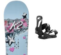 Pack snowboard K2 Medium 25 + Attacchi Sci - Blu / Rosa / Nero - Größe 155 - 2025