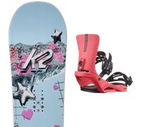 Pack snowboard K2 Medium 25 + Attacchi Sci - Blu / Rosa / Nero - Größe 158W - 2025