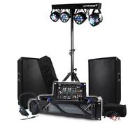 Pack Sono 1800 W BM Bmsonic Ampli 1000 W, Coppia di altoparlanti passivi 2 x 400 W, mixer, cavalletto 4 luci Xperformer