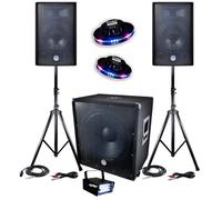 Pack sono 2400 W bms-1812 sub 46 cm 2 altoparlanti 30 cm + cavi + Mini ledstrobe lytor + 2 effetti UFO UFO