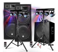 Pack Sono, 3200 W Dj MEGA BASSES, subwoofer biamplificato, 18", 46 cm, altoparlanti 215, porte 8 luci bar CLUB DJ SOIREE MIX