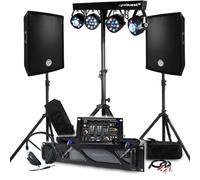 Pack Sono BM Bmsonic Ampli 1000 W, Coppia di altoparlanti passivi 2 x 300 W, mixer, cavalletto 4 luci Xperformer, piedi