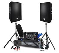 Pack Sono BM Bmsonic Ampli 2000W Coppia di altoparlanti passivi 2x700W Tavolo da Mix, Piedi, Cuffie DJ, Cavi e Micro+Chiave 32G