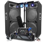 Pack Sono BM Bmsonic Ampli 3000 W, altoparlanti LSC215 4 x 38 cm, 2 x 2000 W, tavolo da mix, euphoria portale + 48 effetti luce + chiave 32 G