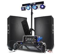 Pack Sono BM Bmsonic Amplificatore 2000 W, altoparlanti passivi 2 x 700 W, tavolo da mix, euphoria portale + 48 effetti luce+chiave 32 G
