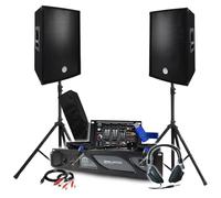 Pack Sono BM Bmsonic Amplificatore 2000 W, Coppia di altoparlanti passivi 2 x 600 W, mixer, piedini, cuffie DJ, cavi e microfono