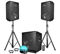 'Pack sono completo bms1812 USB/Bluetooth 2400 W SUB 18 "+ 2 altoparlanti 12 + piedi + cavi + TEL + sixmagic