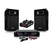 Pack sono completo dj-mix500-bt amplificatore + altoparlanti 500 W + mixer di USB Bluetooth Micro + cavi