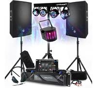 PACK SONO DJ 3400 W Amplificatore 2000 W, Altoparlanti 2 x 700 W, Piedi, Mixer, Porte 8 Light Xperformer LED, Cuffie microfono