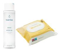 [Pack struccante viso e occhi micellare] 1 flacone da 400 ml di acqua micellare viso e occhi viso pulito + 25 salviette struccanti Micellare & Oil | Adatto a tutti i tipi di pelle