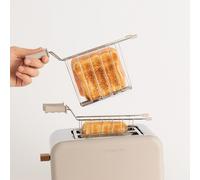 Pack TOAST RETRO Piccolo Tostapane Per Fette Larghe + 2 GRIGLIE CON PINZA Per Toast Sabbia