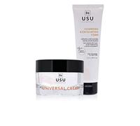 Pack Trattamento K-Beauty Giorno - Schiuma Detergente Esfoliante Delicata + Crema Universale - Aiuta a Pulire e Rigenerare la Pelle - Nutre e Idrata la Pelle in Profondità - USU Cosmetics