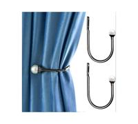 Pack U Shaped Curtain Tiebacks Decorative Wall Mounted Hooks with Screws -Black