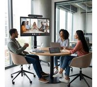 Pack videoconferenza ANDROID Logitech per huddle room Kit di videoconferenza all-in-one con barra video 4k, pannello di controllo, schermo 4K da 43