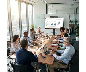 Pack videoconferenza BYOD Barco per sale di medie dimensioni Kit di videoconferenza completo con barra video all-in-one, schermo 4K da 65 pollici e