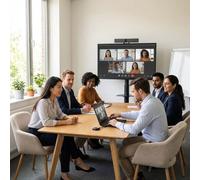 Pack videoconferenza BYOD Barco per sale piccole Kit di videoconferenza completo con barra video all-in-one, schermo 4K da 55 pollici e supporti