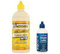 Pack X-Sauce 500ml + Squirt 120ml Potenzia la tua esperienza con il lubrificante da 120ml e il liquido sigillante tubeless 500ml per prestazioni ineguagliabili