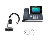 Pack Yealink T54W + Cavo di risposta + Cleyver DECT Office Pack professionale con telefono IP avanzato, sganciatoio elettronico e cuffia wireless mono