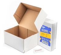 Packaging Hero 20x15x10 cm (circa 20.3x15.2x10.2 cm). Scatole postali in cartone ondulato bianco, scatole regalo, scatola per e-commerce con adesivi rotondi trasparenti gratuiti (confezione da 10)